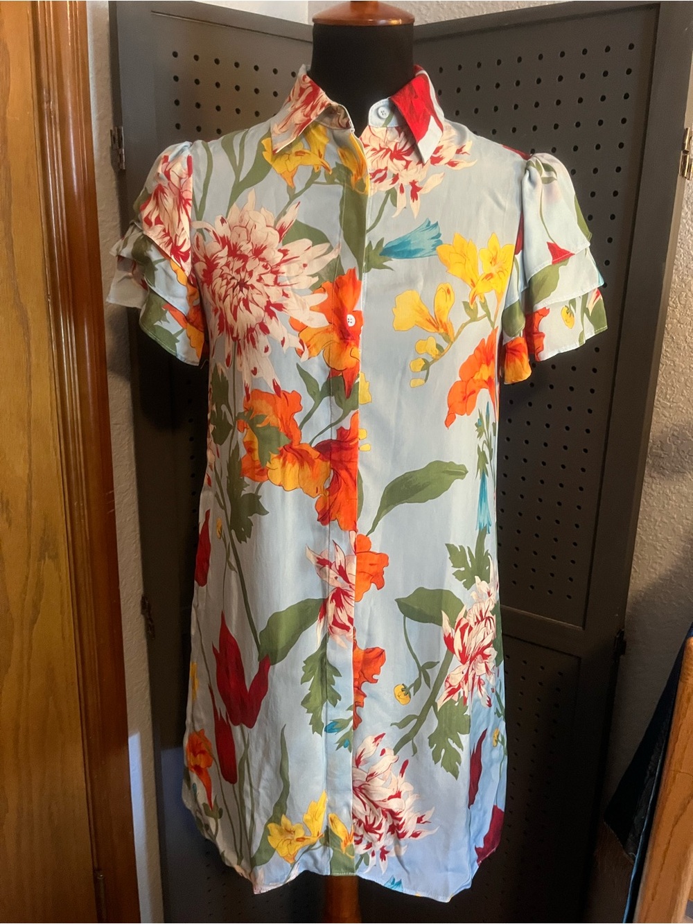 Alice + Olivia Floral Silk Blend Minidress - Picture 2 of 8
